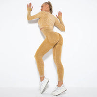 Nahtloses Damen Sport Set - Fitness Leggings und Top-Luzern Mode