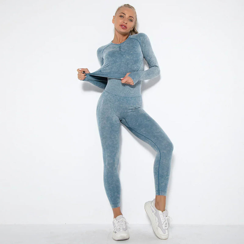 Nahtloses Damen Sport Set - Fitness Leggings und Top-Luzern Mode