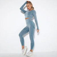 Nahtloses Damen Sport Set - Fitness Leggings und Top-Luzern Mode