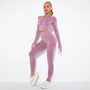 Nahtloses Damen Sport Set - Fitness Leggings und Top-Bordeauxrot-S-Luzern Mode
