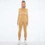 Nahtloses Damen Sport Set - Fitness Leggings und Top-Gelb-M-Luzern Mode