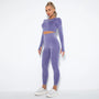 Nahtloses Damen Sport Set - Fitness Leggings und Top-Lila-M-Luzern Mode