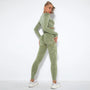 Nahtloses Damen Sport Set - Fitness Leggings und Top-Olivgrün-M-Luzern Mode