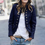 Damenblazer mit Stehkragen und Knopfleiste - Elegant-Blau-S-Luzern Mode