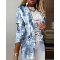 Damenblazer mit Schmetterlingsmuster - Eleganter Look-Blau-S-Luzern Mode