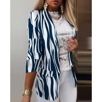 Damenblazer mit Schmetterlingsmuster - Eleganter Look-Blau-Weiß-S-Luzern Mode