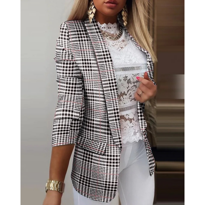 Damenblazer mit Schmetterlingsmuster - Eleganter Look-Braun-S-Luzern Mode