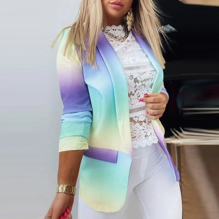 Damenblazer mit Schmetterlingsmuster - Eleganter Look-Lila-Blau-S-Luzern Mode