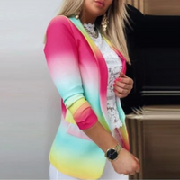 Damenblazer mit Schmetterlingsmuster - Eleganter Look-Rosa-Gelb-S-Luzern Mode