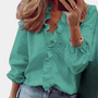 Volantbluse Damen - Elegante Rüschenbluse für Büro und Freizeit-Grün-S-Luzern Mode