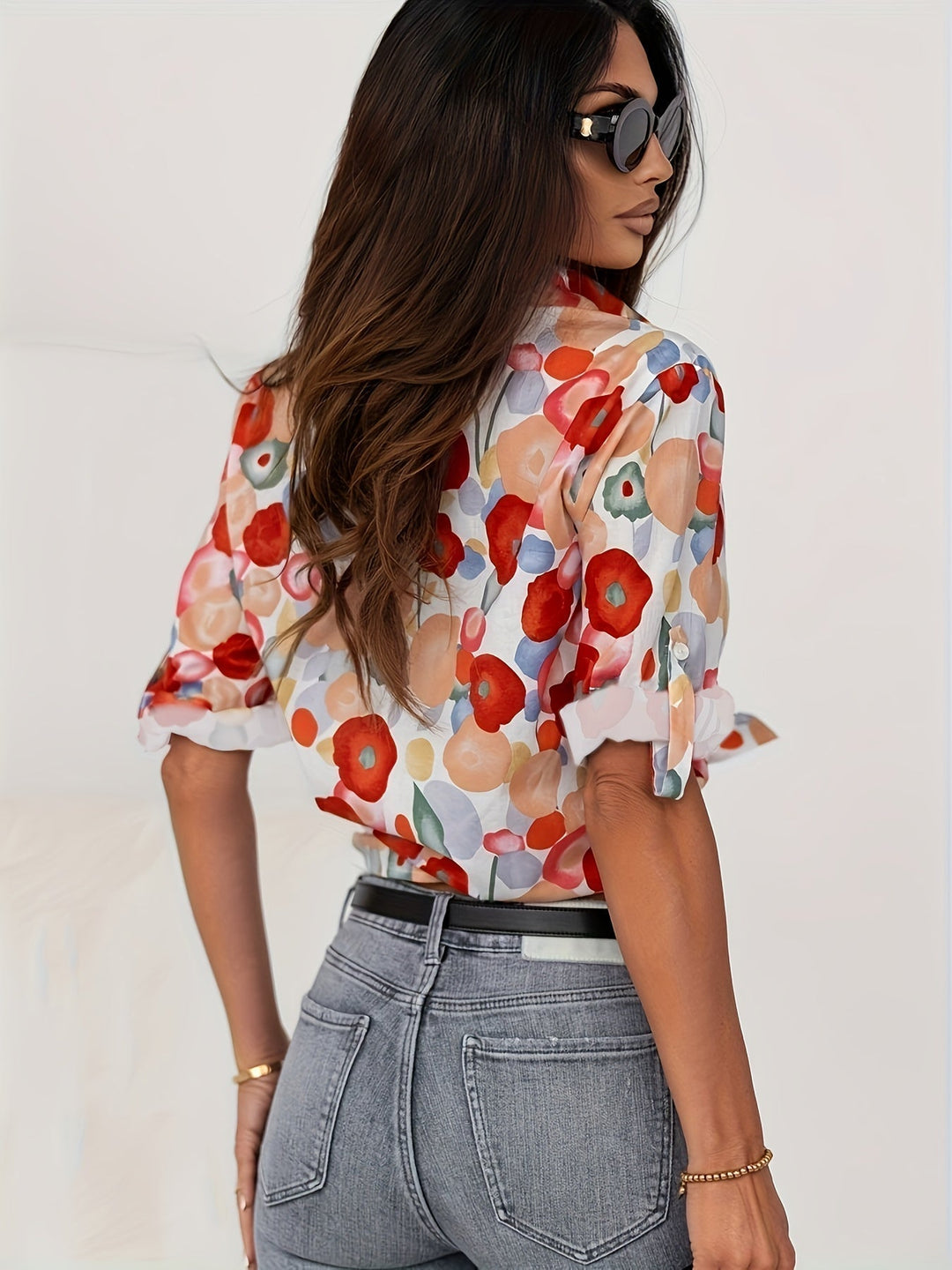 Bluse mit Blumenmuster für Damen - Elegante Freizeitmode-Luzern Mode