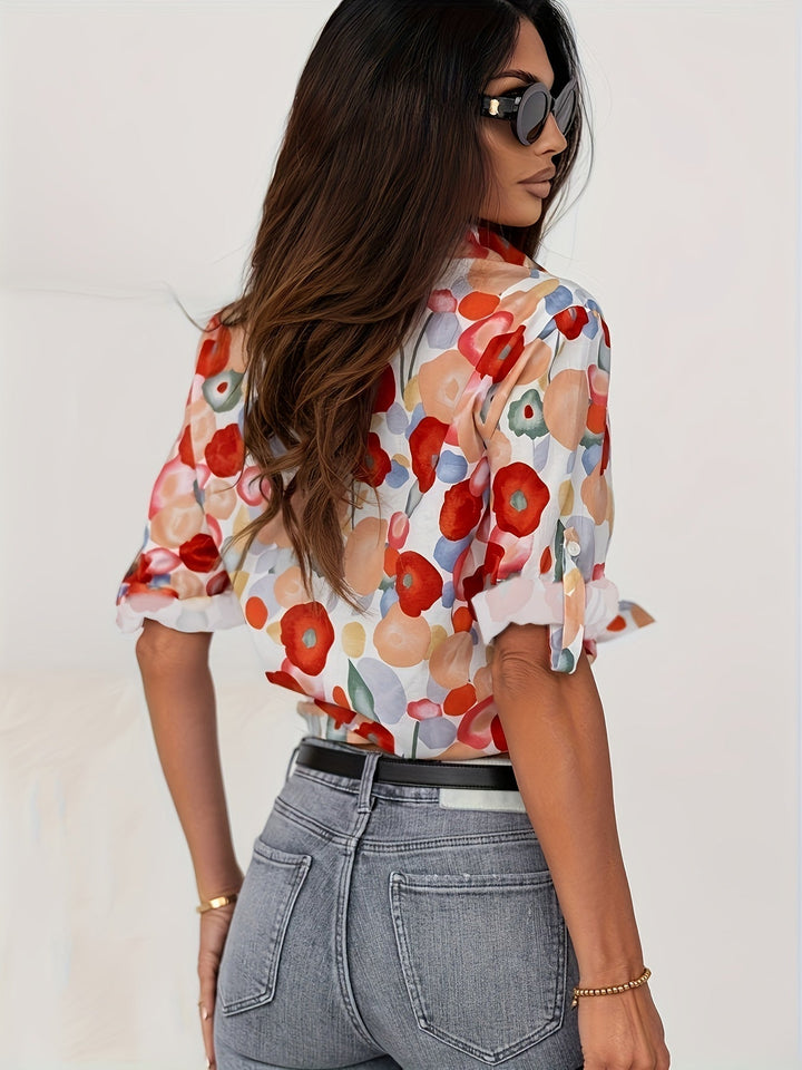 Bluse mit Blumenmuster für Damen - Elegante Freizeitmode-Luzern Mode
