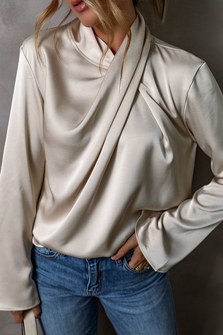 Elegante Damenbluse aus Satin mit Rückenausschnitt-Luzern Mode