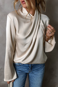 Elegante Damenbluse aus Satin mit Rückenausschnitt-S-Luzern Mode