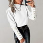 Damen Bluse mit Goldknöpfen und Puffärmeln - Elegant-Weiß-S-Luzern Mode