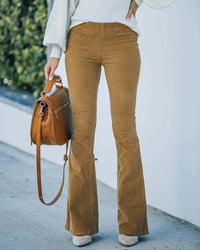 Flare Hose Damen - Modische Schlaghose für Herbst/Winter-Khaki-S-Luzern Mode