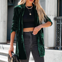 Damen Strickjacke Langarm Offene Front Casual Cardigan-Grün-XS-Luzern Mode