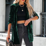 Damen Strickjacke Langarm Offene Front Casual Cardigan-Grün-XS-Luzern Mode