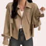 Damen Trenchcoat mit Gürtel - Eleganter Übergangsmantel-Khaki-Luzern Mode