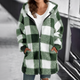 Damen Karo Fleecejacke mit Kapuze und Reißverschluss-Hellgrün-S-Luzern Mode