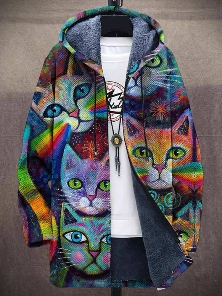 Katzenmotiv Hoodie mit Kapuze - Bequemer Unisex Pullover-Stil 3-S-Luzern Mode
