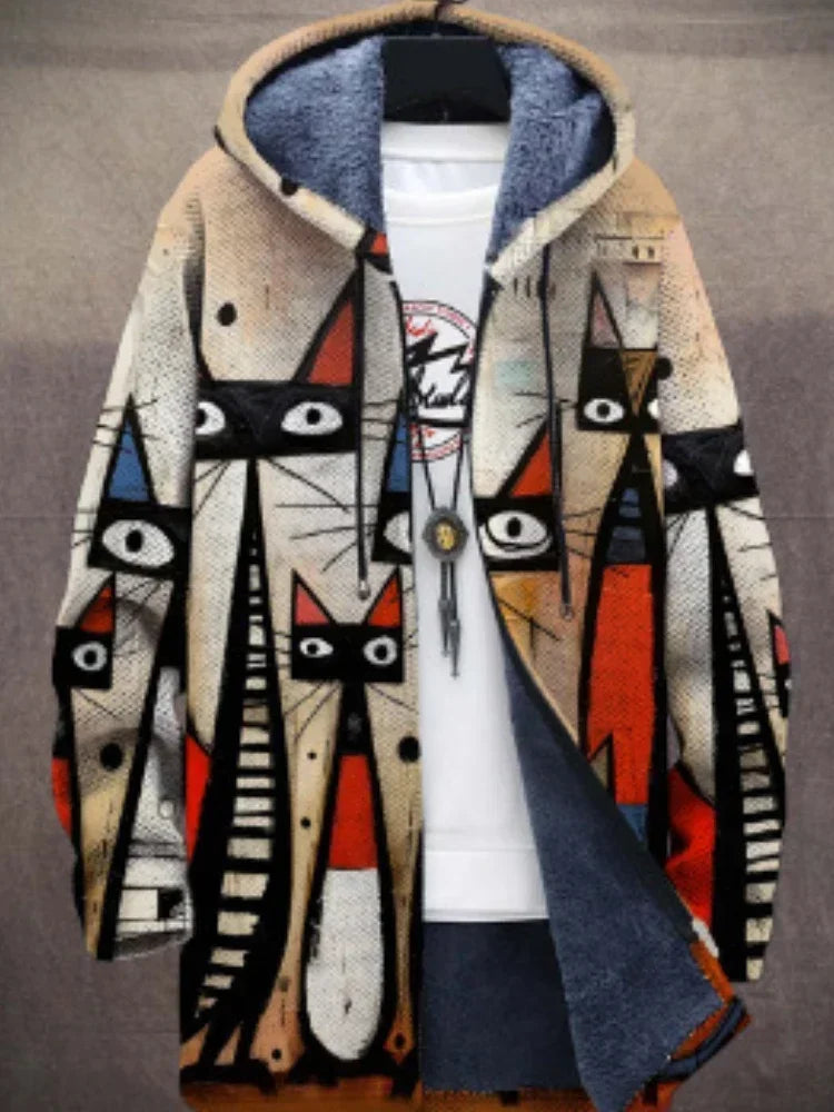 Katzenmotiv Hoodie mit Kapuze - Bequemer Unisex Pullover-Stil 4-S-Luzern Mode