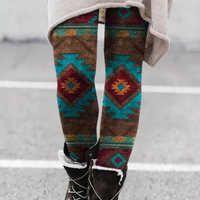 Aztekenmuster Leggings Damen - Bequeme Ethno-Mode-Blau-XS-Luzern Mode