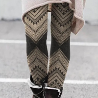 Aztekenmuster Leggings Damen - Bequeme Ethno-Mode-Braun-XS-Luzern Mode