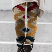 Aztekenmuster Leggings Damen - Bequeme Ethno-Mode-Gelb-XS-Luzern Mode