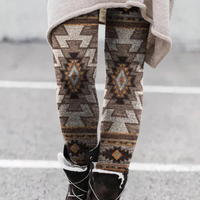 Aztekenmuster Leggings Damen - Bequeme Ethno-Mode-Khaki-XS-Luzern Mode