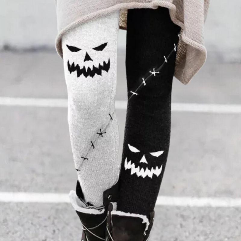 Aztekenmuster Leggings Damen - Bequeme Ethno-Mode-Schwarz Weiß-XS-Luzern Mode