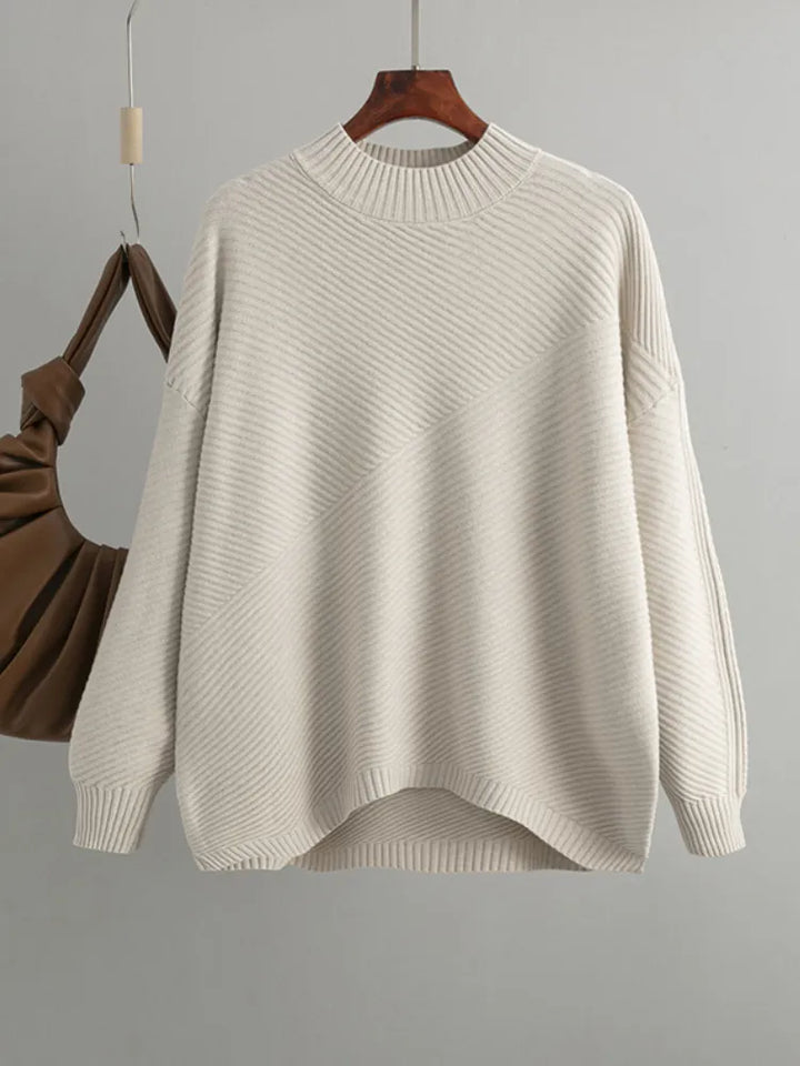 Damen Strickpullover Oversize - Gemütlicher Winterpullover-Aprikose-One Size-Luzern Mode