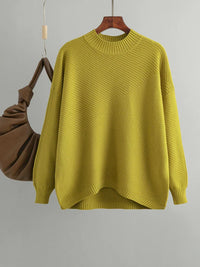 Damen Strickpullover Oversize - Gemütlicher Winterpullover-Gelb-One Size-Luzern Mode