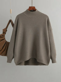 Damen Strickpullover Oversize - Gemütlicher Winterpullover-Hellbraun-One Size-Luzern Mode