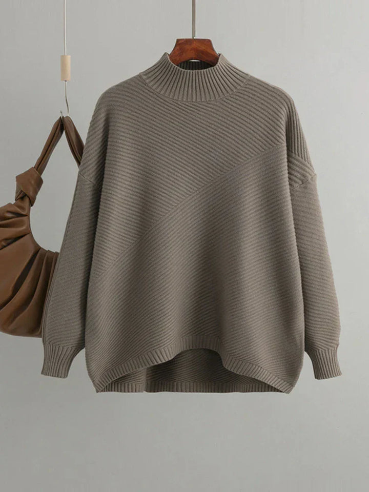 Damen Strickpullover Oversize - Gemütlicher Winterpullover-Hellbraun-One Size-Luzern Mode