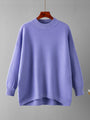Damen Strickpullover Oversize - Gemütlicher Winterpullover-Lila-One Size-Luzern Mode