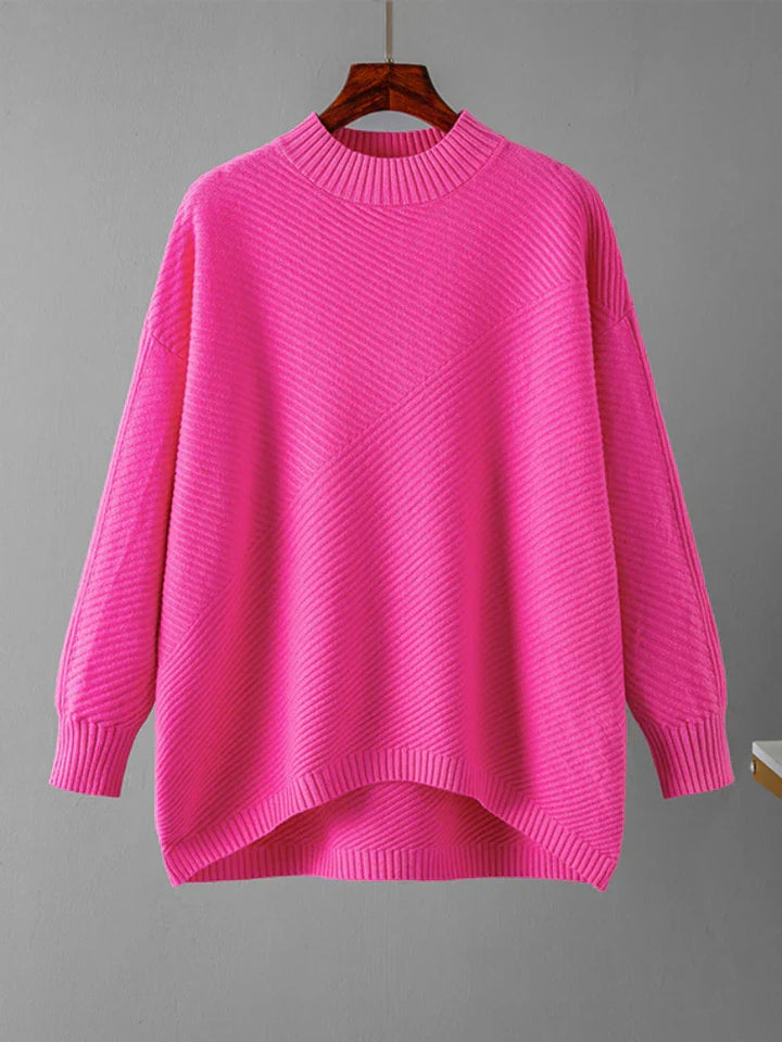 Damen Strickpullover Oversize - Gemütlicher Winterpullover-Rosa-One Size-Luzern Mode