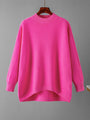 Damen Strickpullover Oversize - Gemütlicher Winterpullover-Rosa-One Size-Luzern Mode