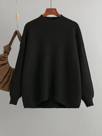 Damen Strickpullover Oversize - Gemütlicher Winterpullover-Schwarz-One Size-Luzern Mode