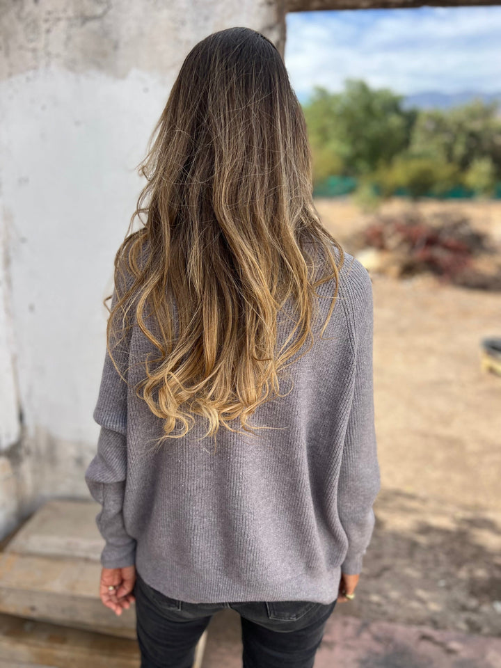 Damen Strickpullover mit Reißverschluss und Stehkragen-Luzern Mode