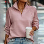 Damen Strickpullover mit Reißverschluss und Stehkragen-Rosa-S-Luzern Mode