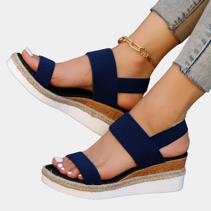 Damen Plateau Sandalen mit Keilabsatz und Riemen Design-Luzern Mode
