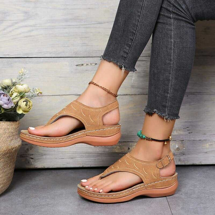 Modische Damen Sandalen - Bequeme Sommerschuhe kaufen-35-Beige-Luzern Mode