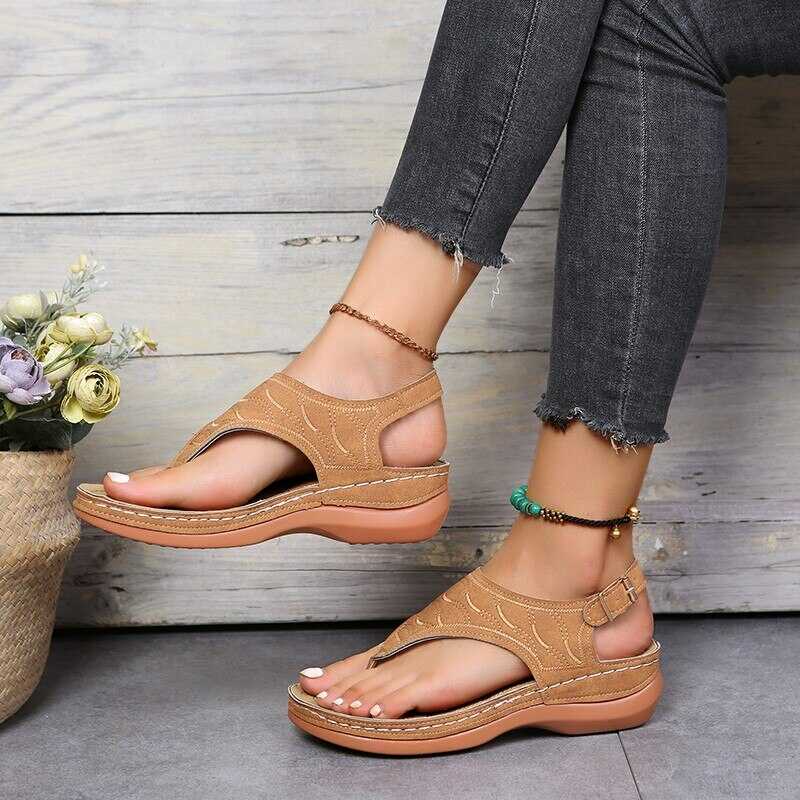 Modische Damen Sandalen - Bequeme Sommerschuhe kaufen-35-Beige-Luzern Mode