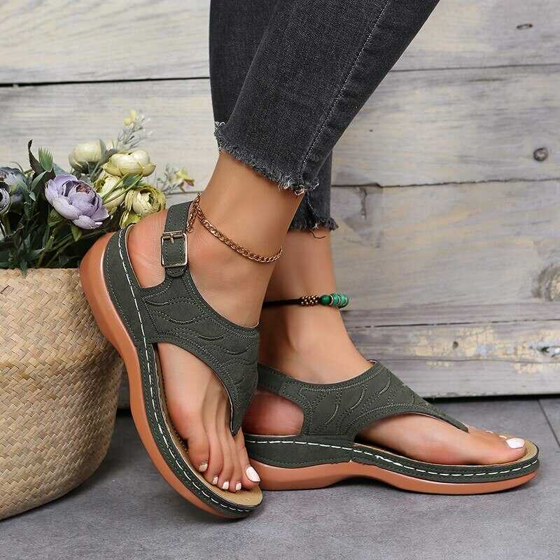 Modische Damen Sandalen - Bequeme Sommerschuhe kaufen-35-Groen-Luzern Mode