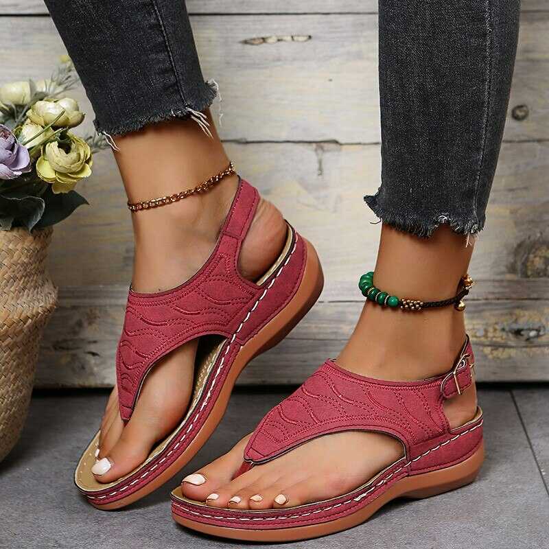 Modische Damen Sandalen - Bequeme Sommerschuhe kaufen-35-Rood-Luzern Mode