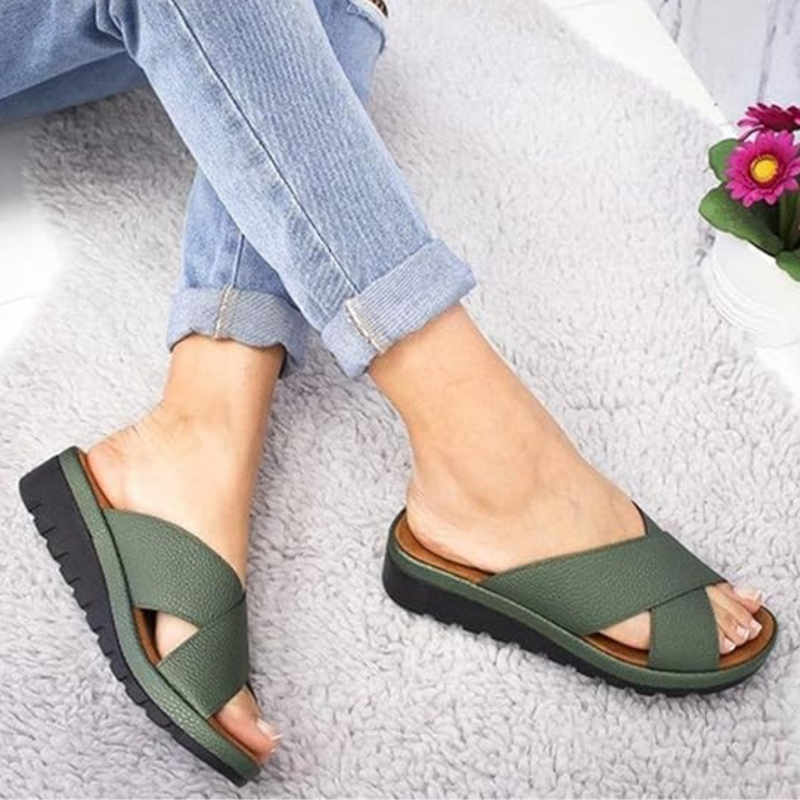 Bequeme Damen-Sandalen mit ergonomischer Sohle kaufen-Grün-35-Luzern Mode
