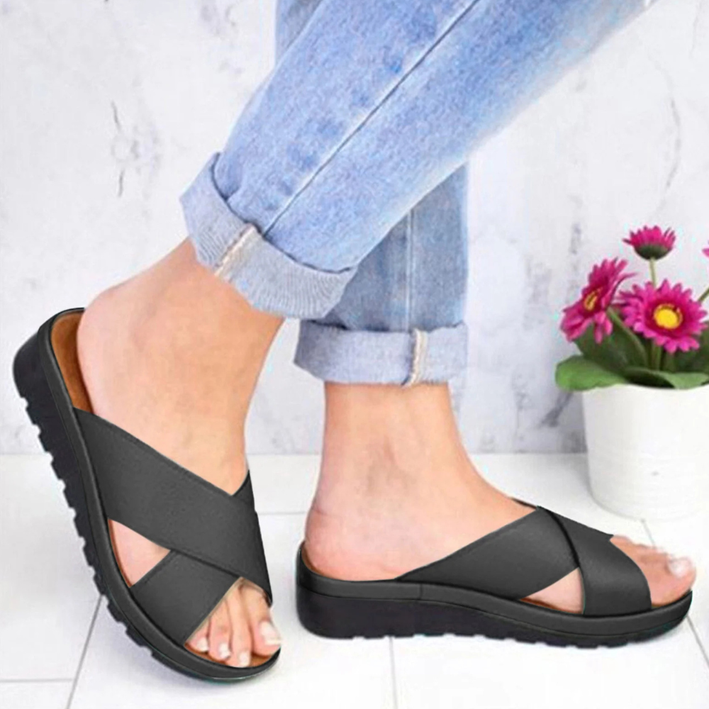 Bequeme Damen-Sandalen mit ergonomischer Sohle kaufen-Schwarz-35-Luzern Mode