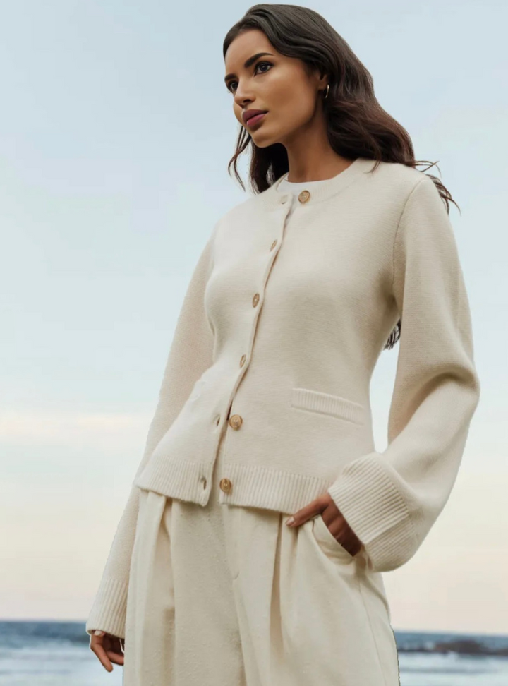 Damen Strickjacke mit Knopfleiste - Eleganter Cardigan-Luzern Mode