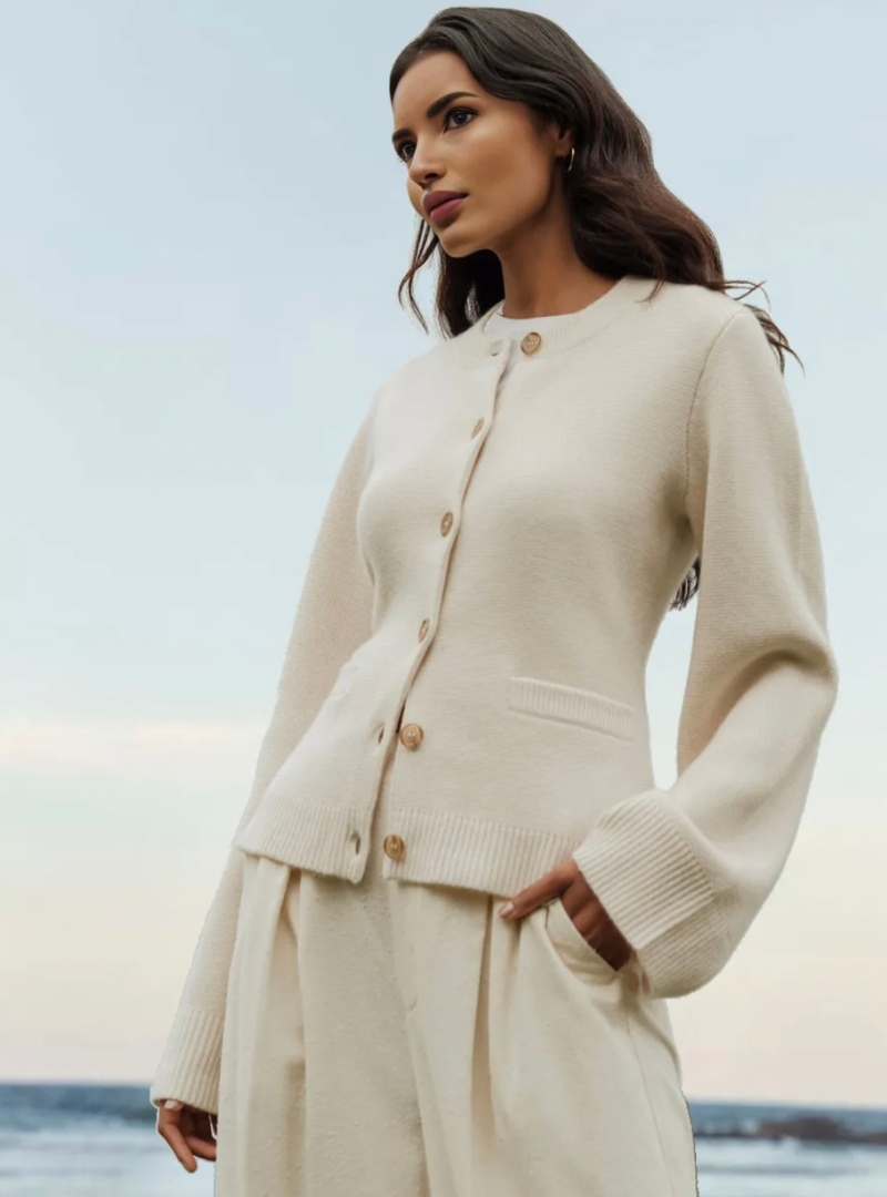 Damen Strickjacke mit Knopfleiste - Eleganter Cardigan-Luzern Mode